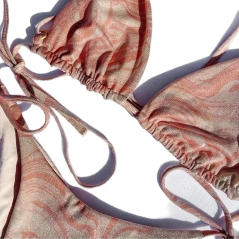L*Space All Swirled Shimmer Bikini Set- Brittany Top & Lennox Bottom Size Medium